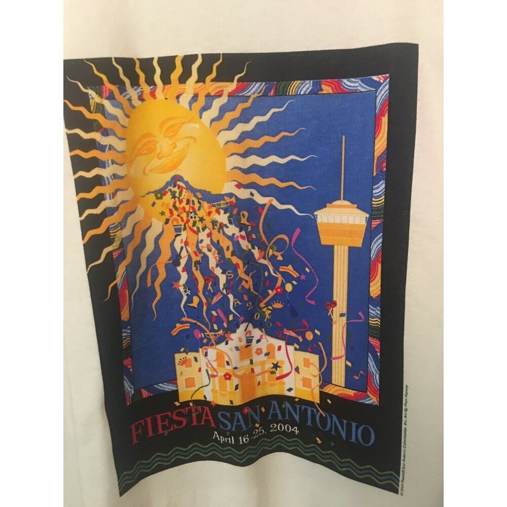 Vintage Anvil 2004 San Antonio Fiesta Celebration Graphic T Shirt White Sz XL‎